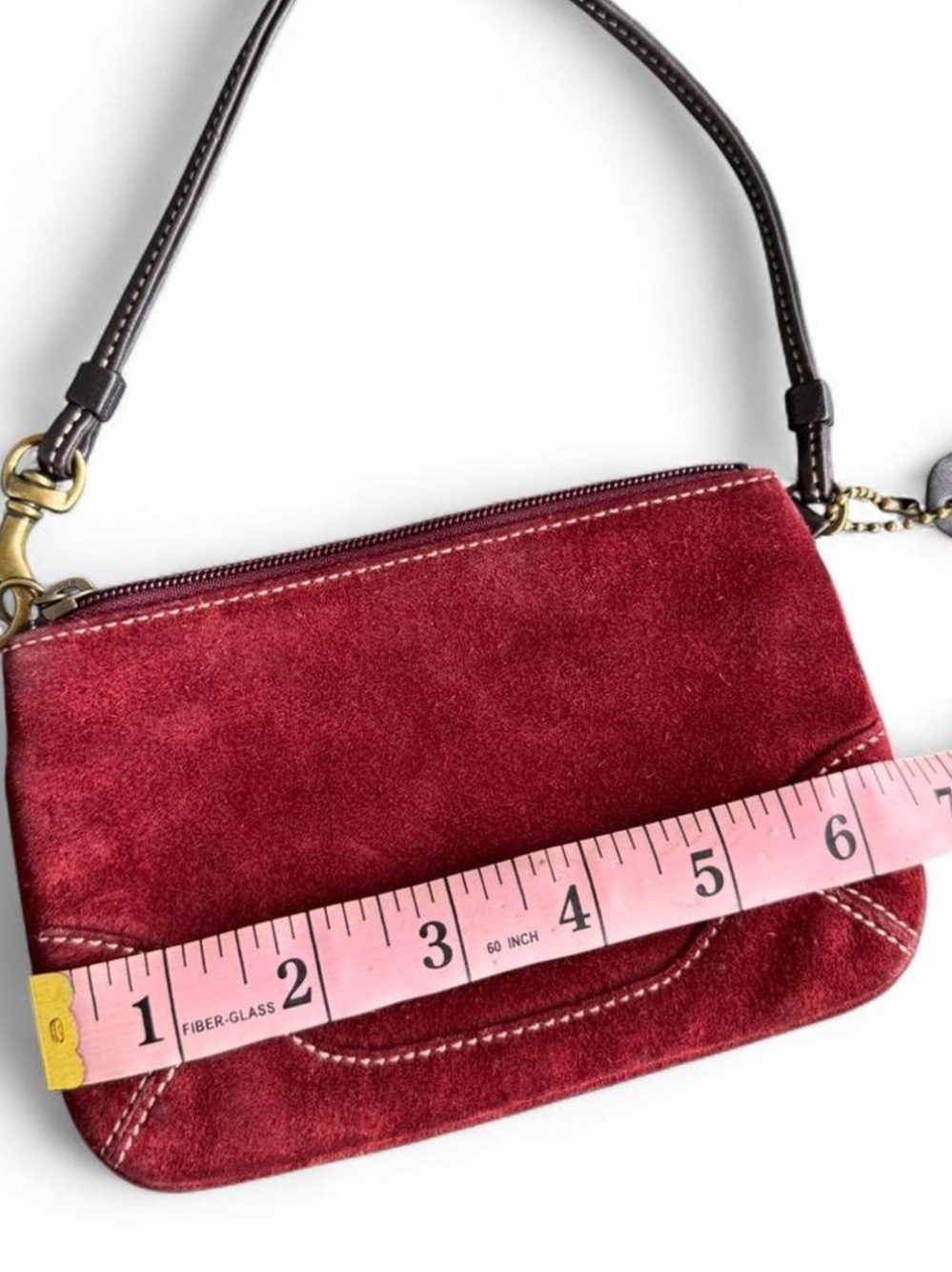 vintage coach burgundy red suede soho hobo wristlet / mini bag 🍷 - Picture 8 of 9